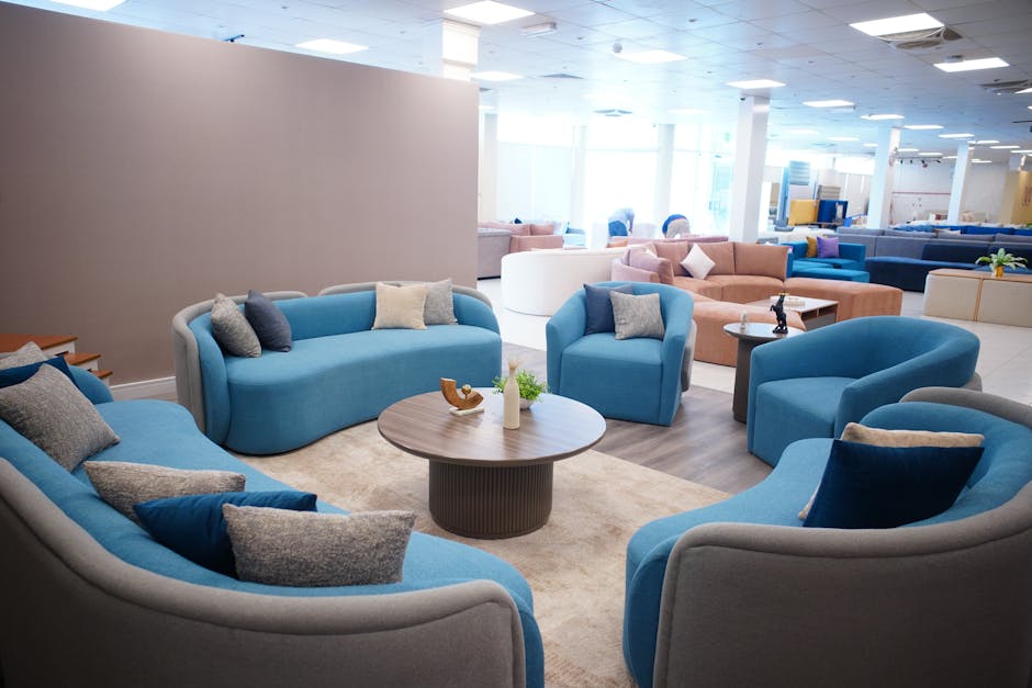 Modern luxury custom furniture showroom displaying bespoke pieces